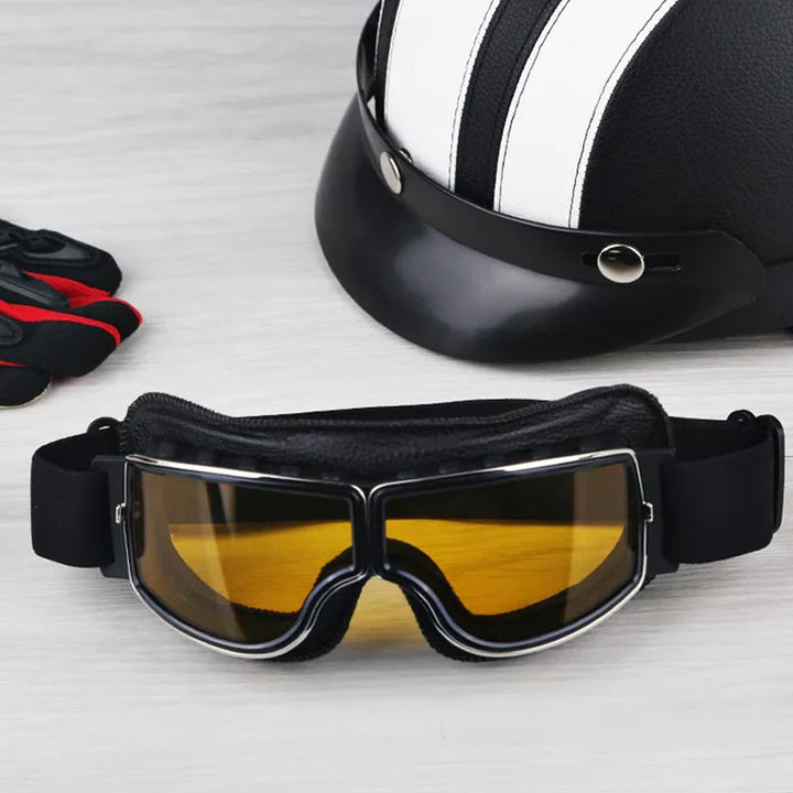 Moderne Unisex Vintage Motorradbrille, Retro-Look, hohe Schutzfunktion für jede Fahrt.