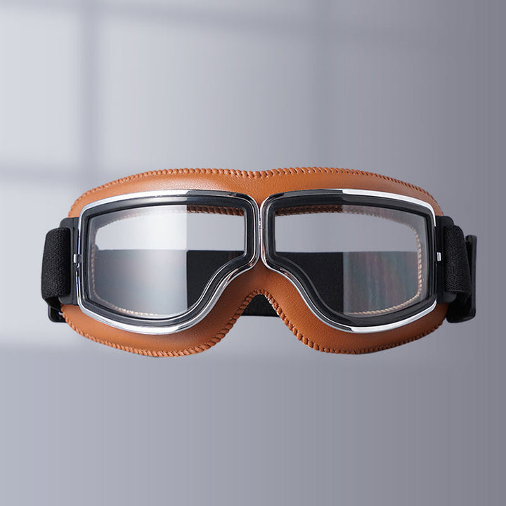 Unisex Sportbrille im Vintage-Look, Retro-Motorradbrille für Biker und Outdoor-Fans.
