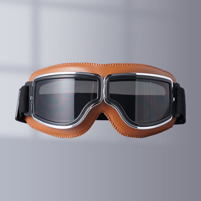 Stilvolle Unisex Vintage Motorradbrille, Retro-Optik, perfekte Bikerbrille für Schutz.