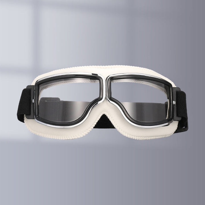 Leder-Motorradbrille: Im Vintage-Stil, robuster Schutz gegen Wind, Staub & UV-Strahlung.