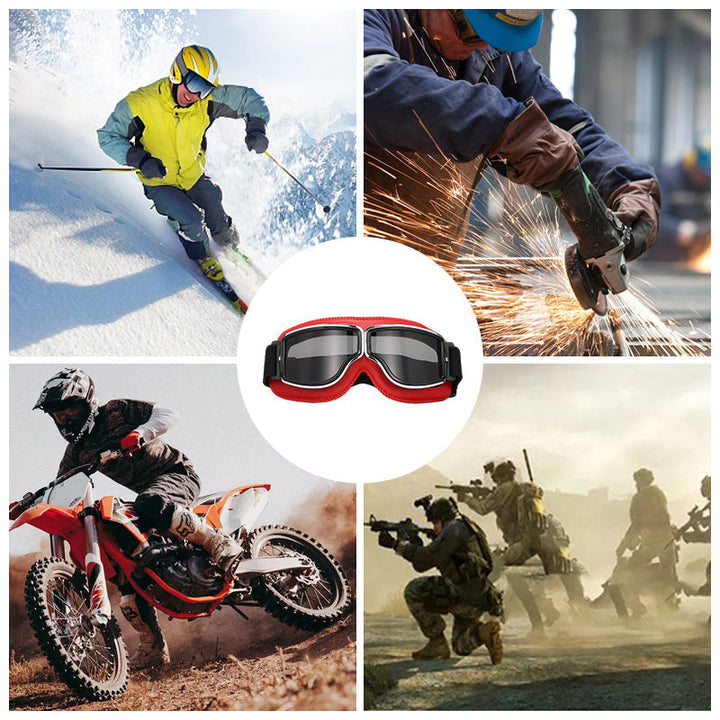 Elegante Vintage Motorradbrille: Mit klaren, kratzfesten Polycarbonat-Gläsern & UV-Schutz.