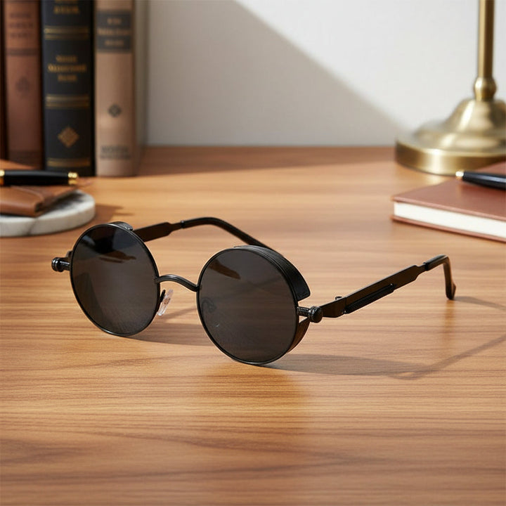 Unisex Vintage runde Sonnenbrille mit UV400 Schutz, klassischem Retro-Design für stilvollen Augenschutz.