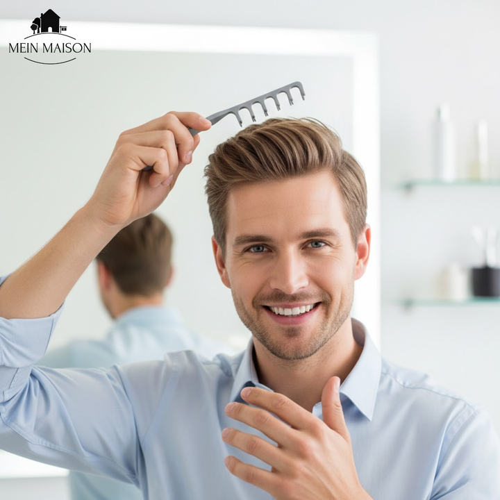 Ergonomisches Stylingwerkzeug zum Haarverdichten und für Anti-Plattes-Haar-Effekt.