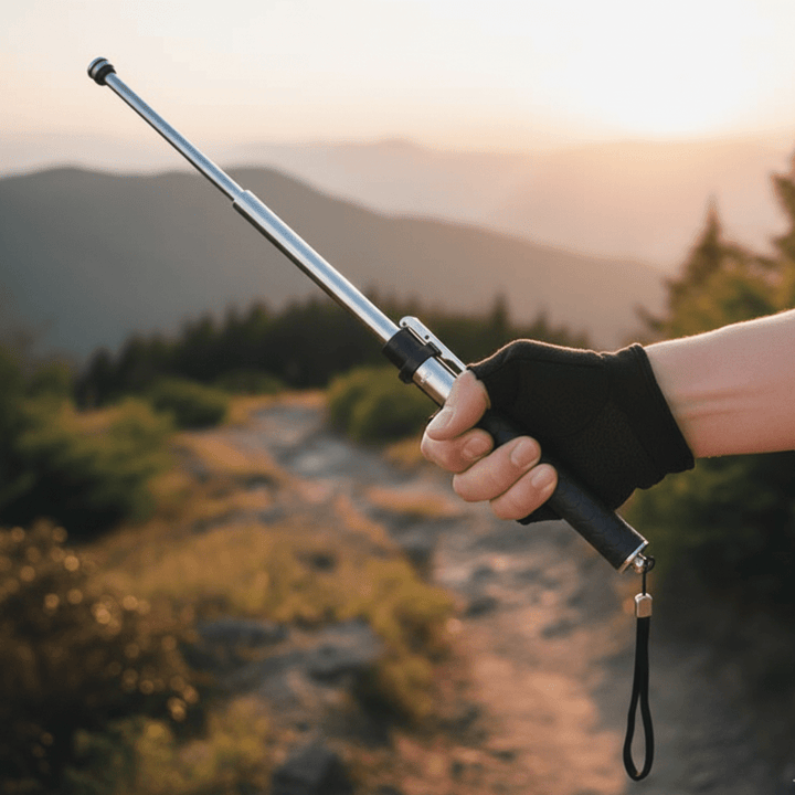 Unisex Wanderstock für sicheres Trekking, faltbar & leicht, mit ergonomischem Griff für Stabilität.
