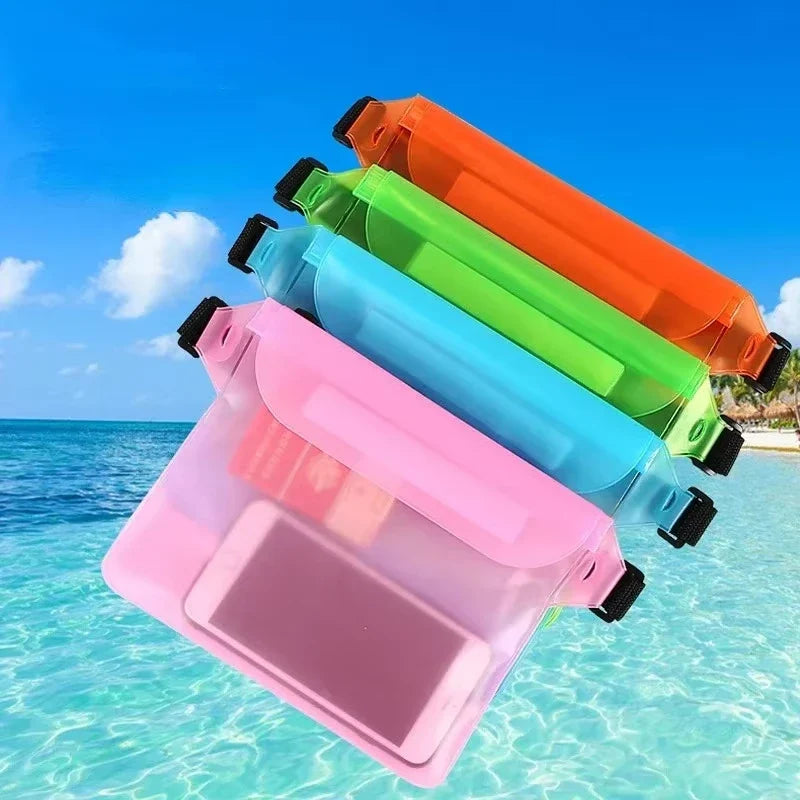 Unisex wasserdichte Hüfttasche in Schwarz für Smartphone & Wertsachen. Ideal für Schwimmen, Strand & Outdoor-Reisen.