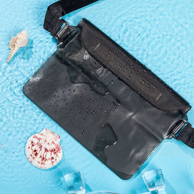 Detailansicht: Wasserdichte Hüfttasche mit viel Platz für Smartphone, Schlüssel & Wertsachen. Ideal für Reisen & Outdoor.