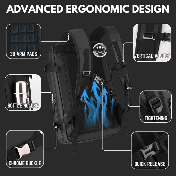Ergonomischer unisex 15 Zoll Laptop-Rucksack, wasserdicht & robust, mit USB-C Port für Komfort auf Reisen.