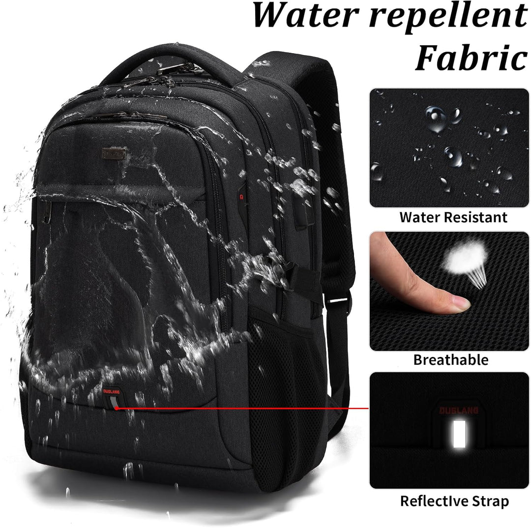 Robuster Unisex Reiserucksack mit Laptopfach, USB-Ladeanschluss & wasserdichtem Stoff.