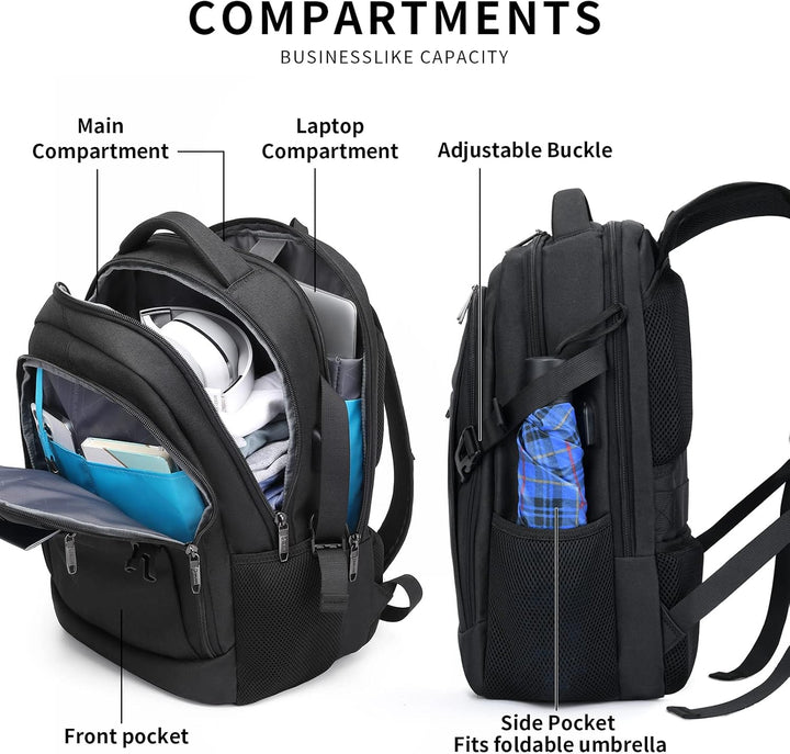 Durchdachtes Design für maximale Kapazität im Unisex Laptoprucksack mit USB.