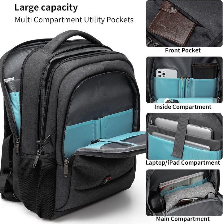 Unisex Laptoprucksack, ideal für Zug- und Flugreisen, mit USB-Anschluss.