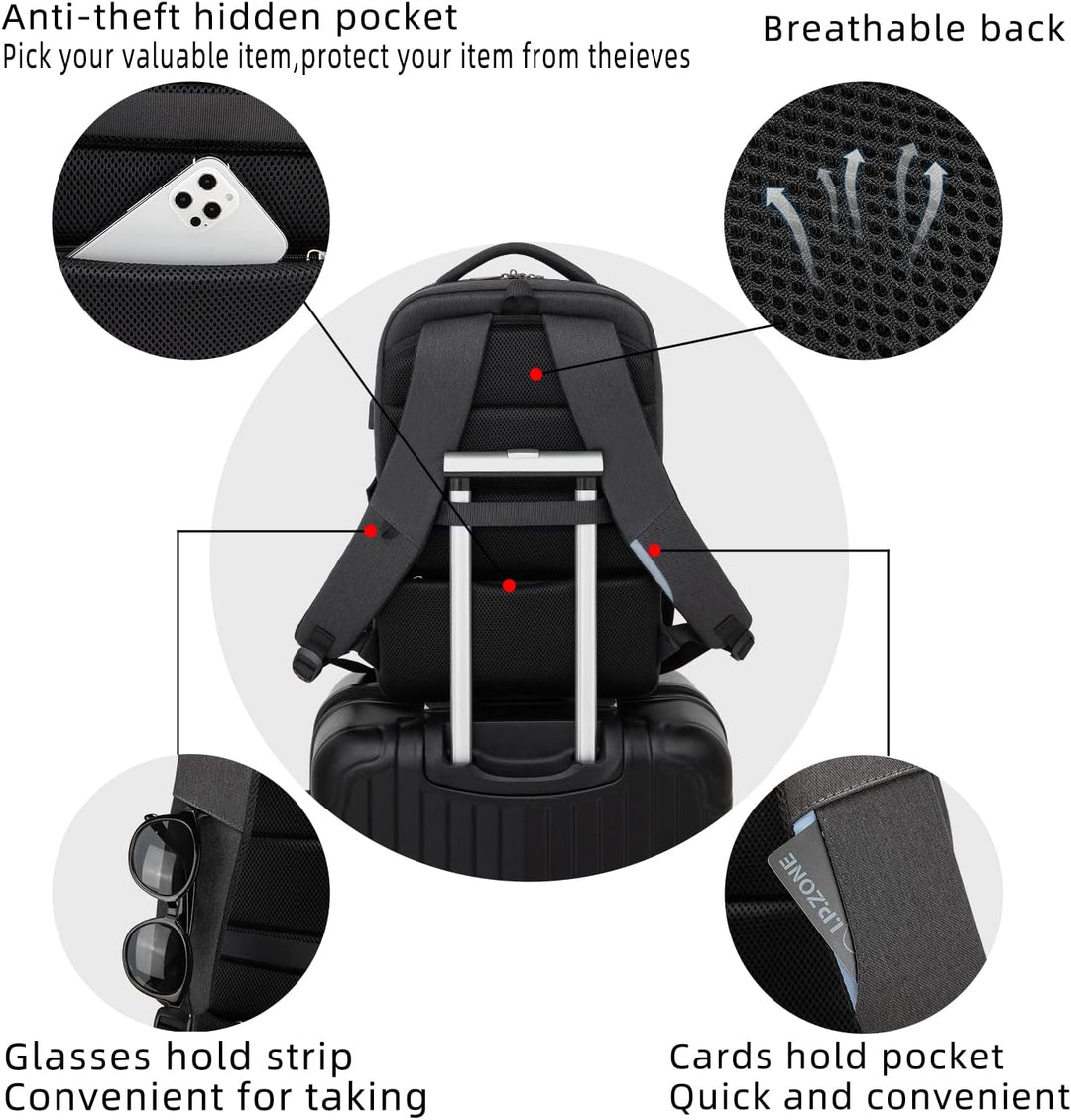 Flexibler Unisex Organizer-Rucksack, wasserdicht, mit USB für Ladefunktionen.
