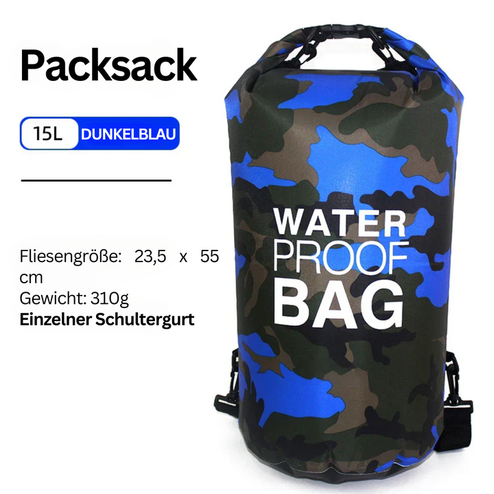 Wasserdichter Unisex Rucksack mit zuverlässigem Rollverschluss, sichert Inhalt bei Outdoor-Aktivitäten.