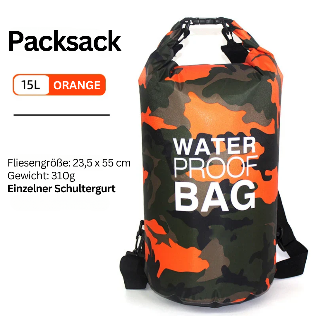 Unisex Rucksack, wasserdicht mit Nass-/Trockenfach, perfekt für Angeln, Kajak & alle Wassersportarten.
