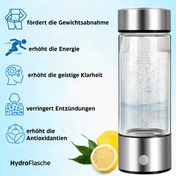 Elegante Wasserstoff-Trinkflasche zur einfachen Erzeugung von antioxidativem Wasser für mehr Gesundheit & Energie.