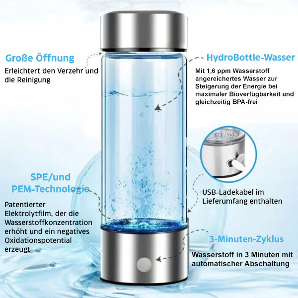Innovative Wasserstoff-Wasserflasche zur Verbesserung der Gesundheit, Vitalität & zur Stärkung der Abwehrkräfte.