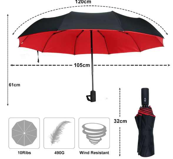 Zuverlässiger winddichter Regenschirm, kompakt und automatisch, trotzt jedem Unwetter im Outdoor.