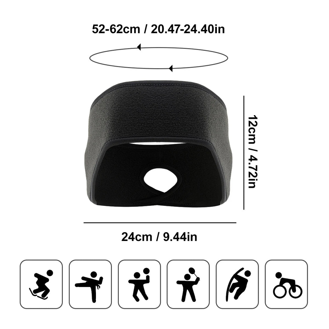Nahaufnahme des winddichten Ohrwärmer-Stirnbands von WINDGUARD; perfekter Kälteschutz beim Outdoor-Sport.