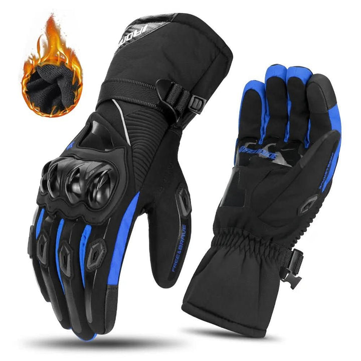 Unisex Motorrad-Winterhandschuhe mit isoliertem Innenfutter, Kohlefaserschutz & verstellbaren Bündchen.