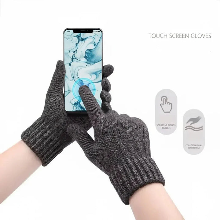 Unisex Strickhandschuhe in Anthrazit, perfekt für Damen und Herren, bieten Wärme und Schutz vor Winterkälte.