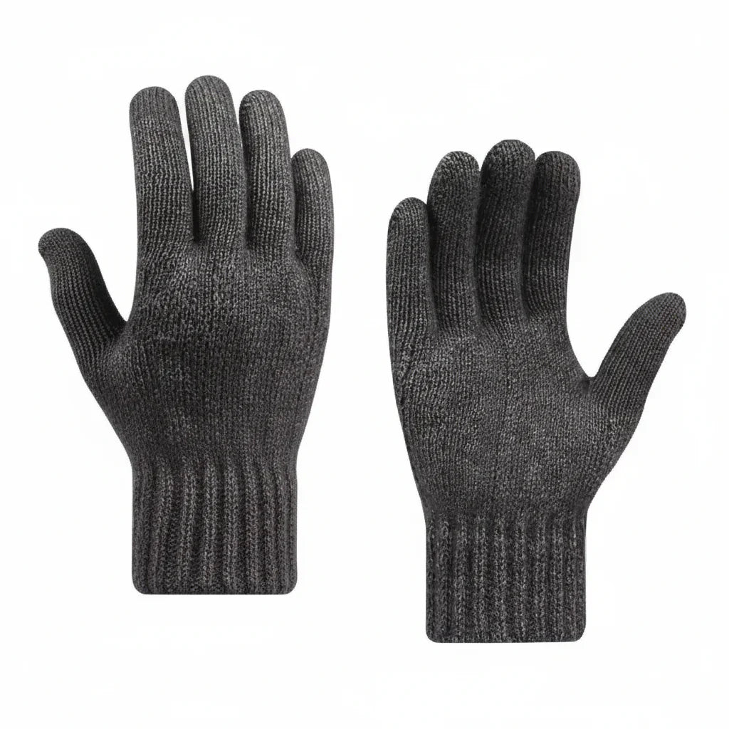 Elegante schwarze Winterhandschuhe mit Touchscreen-Funktion, halten die Hände warm und smart für jedes Smartphone.