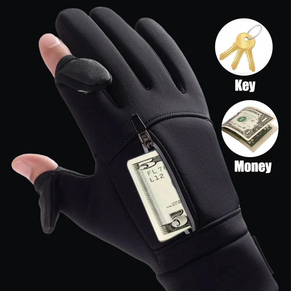 Detailaufnahme: Unisex Winterhandschuhe mit Klappfinger für Wandern, Radfahren & Sport.