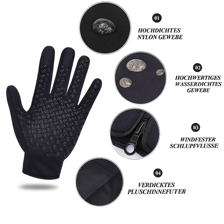 Paar schwarze Unisex Winterhandschuhe, Kälteschutz für Outdoor-Aktivitäten, winddicht & wasserdicht, unisex Design.