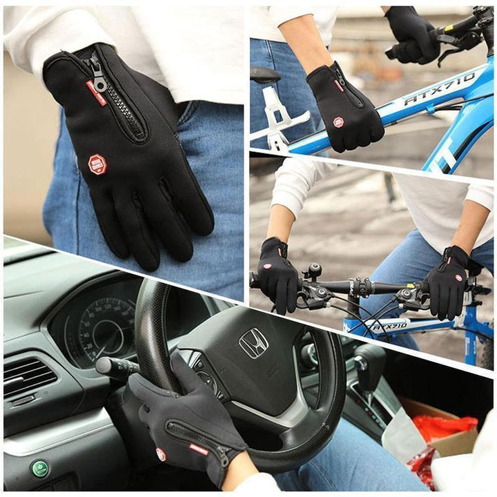 Rückseite der Unisex Winterhandschuhe, ideal für Sport, winddicht, wasserdicht & wärmend für kalte Wintertage.