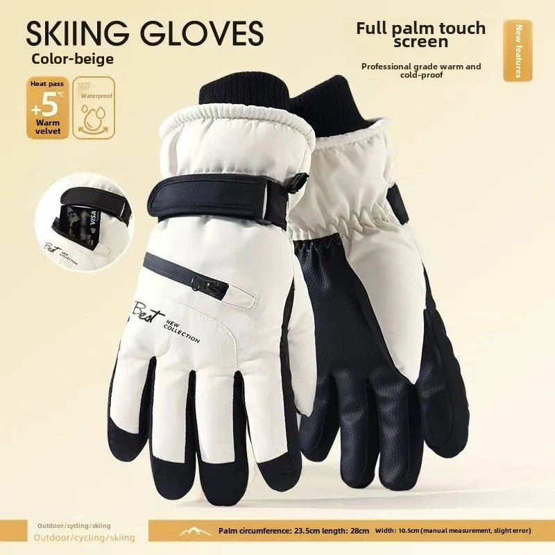 Detailansicht des verstellbaren Bundes der warmen, wasserdichten Unisex Winterhandschuhe für perfekten Sitz.