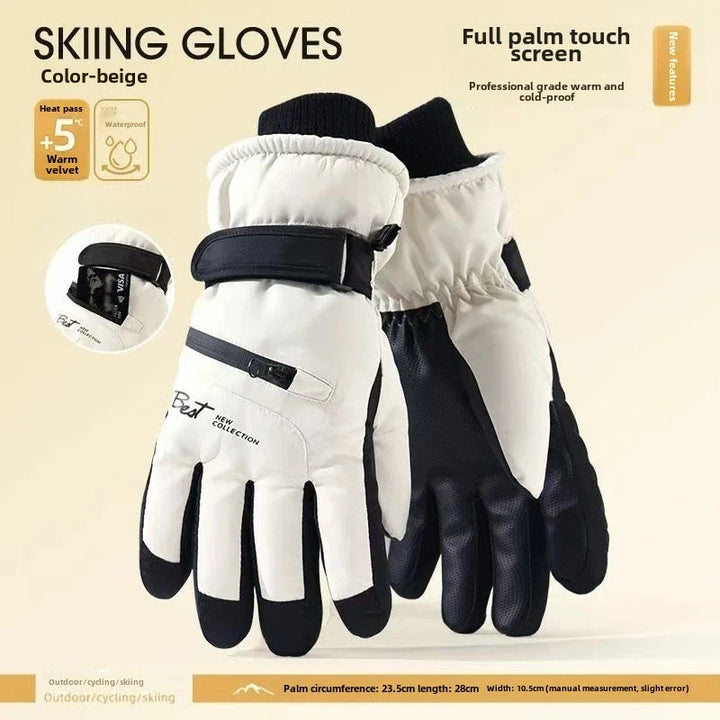 Detailansicht des verstellbaren Bundes der warmen, wasserdichten Unisex Winterhandschuhe für perfekten Sitz.