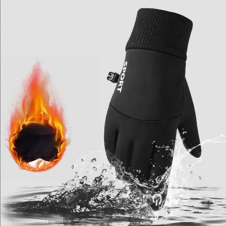 Schwarze wasserdichte Touchscreen-Winterhandschuhe für Damen & Herren. Perfekt für Outdoor & Kälteschutz.