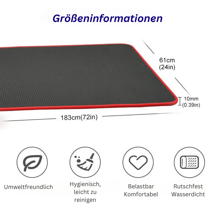 Premium 10mm Yogamatte, rutschfest und komfortabel, für Fitness- und Yoga-Training.