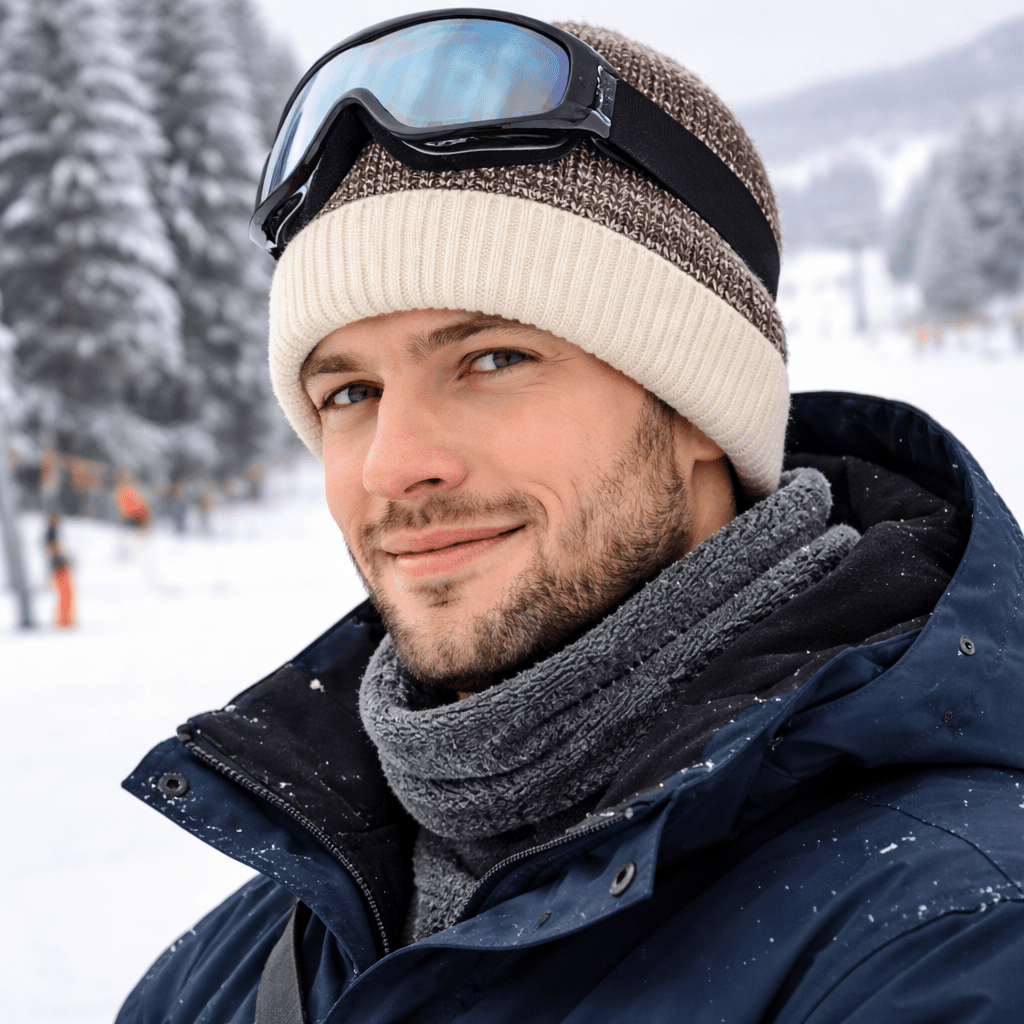 Unisex zweifarbige Fleecemütze für kuschelige Wärme im Herbst & Winter. Ideal für Kälteschutz.