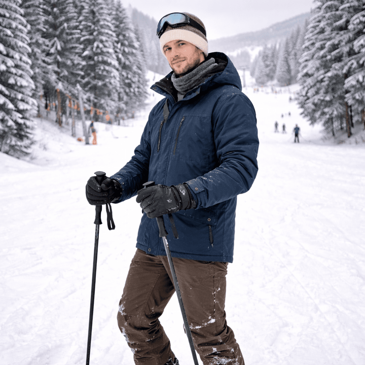 Stilvolle zweifarbige Unisex Fleecemütze. Strickmütze für warme Köpfe bei Outdoor-Aktivitäten.