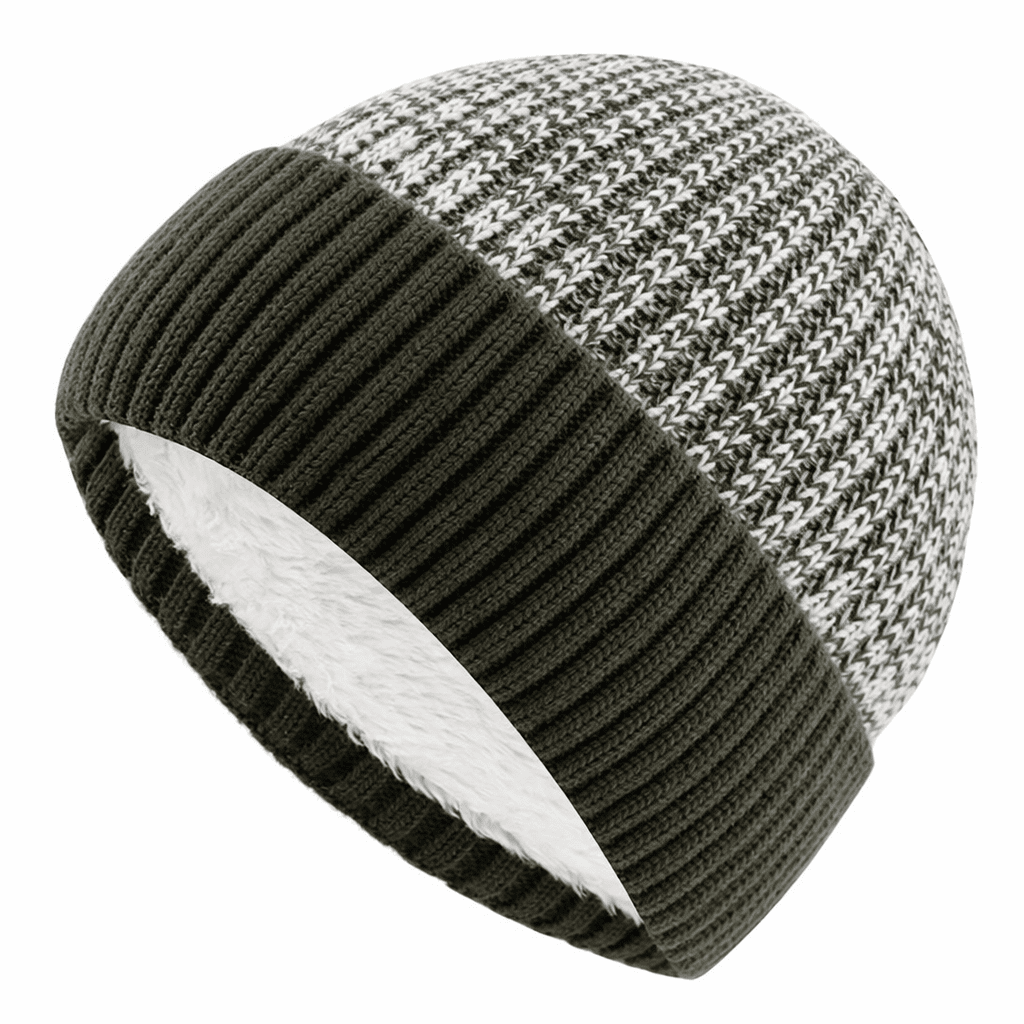Zweifarbige Strickmütze aus Fleece, unisex. Garantierter Kälteschutz und Wärme für Herbst & Winter.