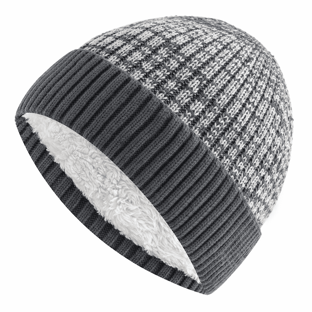 Rippstrick Fleecemütze, zweifarbig, unisex. Weiches Material für angenehme Wärme im Winter.
