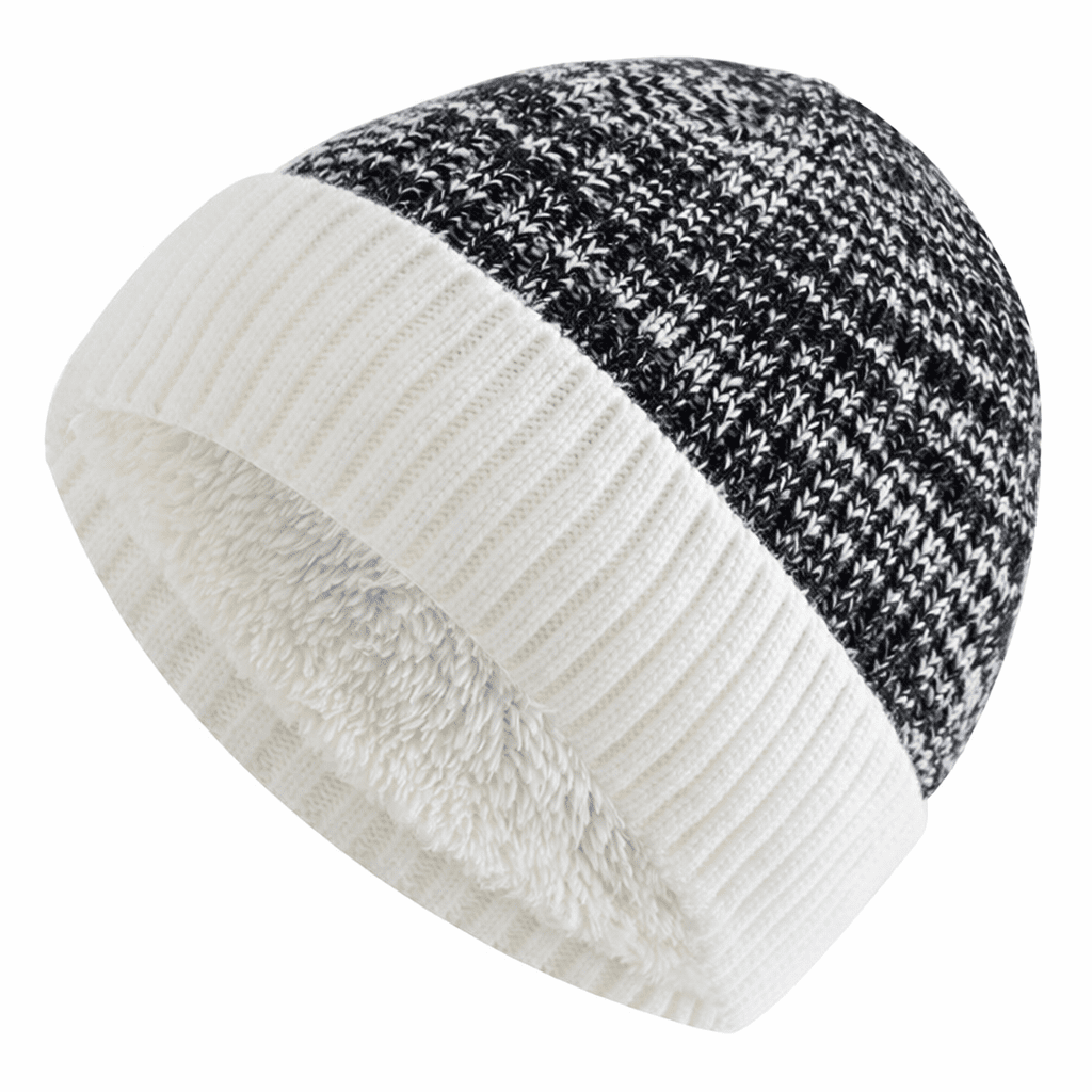 Modische zweifarbige Unisex Fleecemütze. Vielseitiges Winter-Accessoire für jeden Anlass.