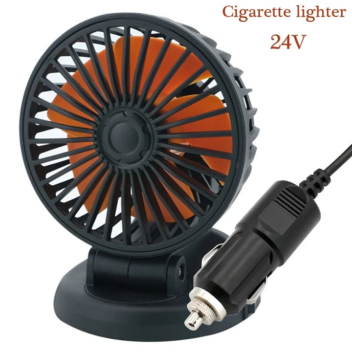 Kompakter Universal Auto-Ventilator für PKW, LKW & Büro. Bietet Kühlung über USB, 12V oder 24V. Effizienter Fahrzeuglüfter.