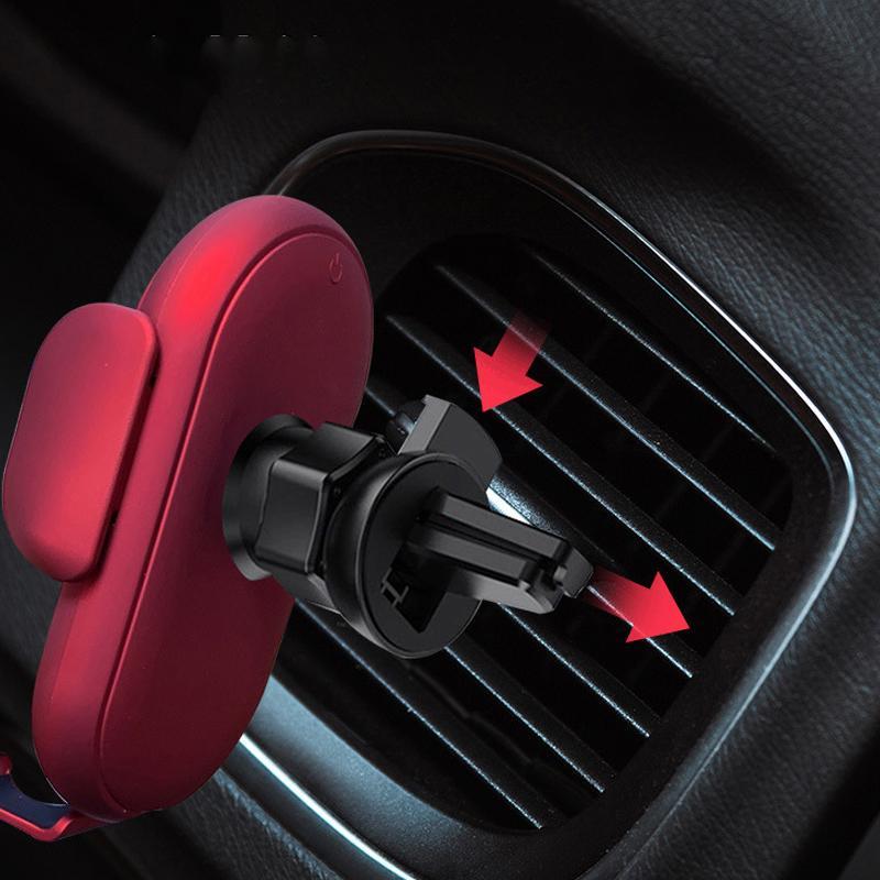 Flexibler Lüftungshalter für Smartphones, mit praktischer kabelloser Ladefunktion im Auto.