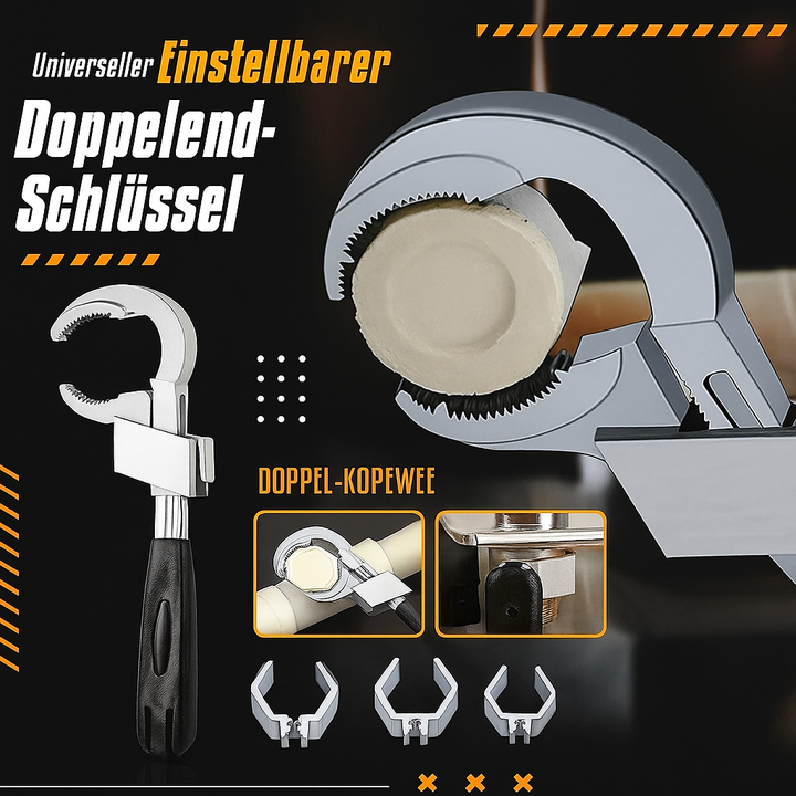 Universal GripMax Duo-Schlüssel: Flexibles Handwerkzeug aus Aluminiumlegierung für Sanitär & Heimwerken.