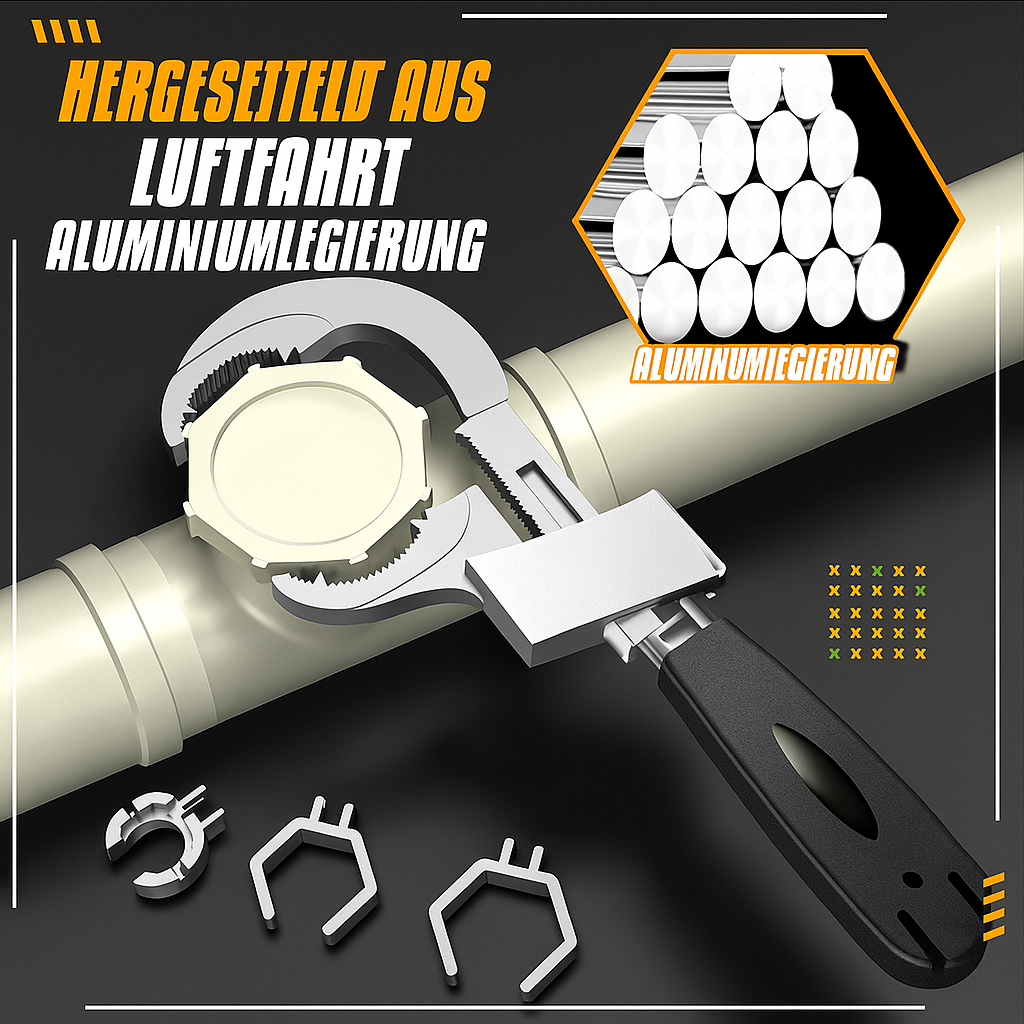 GripMax Duo-Schlüssel, das universelle Werkzeug für Badinstallationen und Küchenreparaturen, robust.