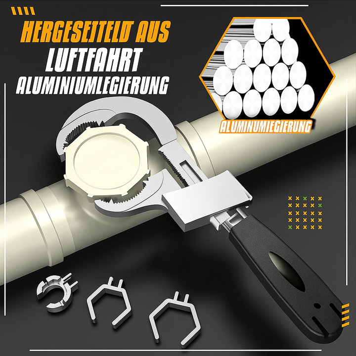 GripMax Duo-Schlüssel, das universelle Werkzeug für Badinstallationen und Küchenreparaturen, robust.