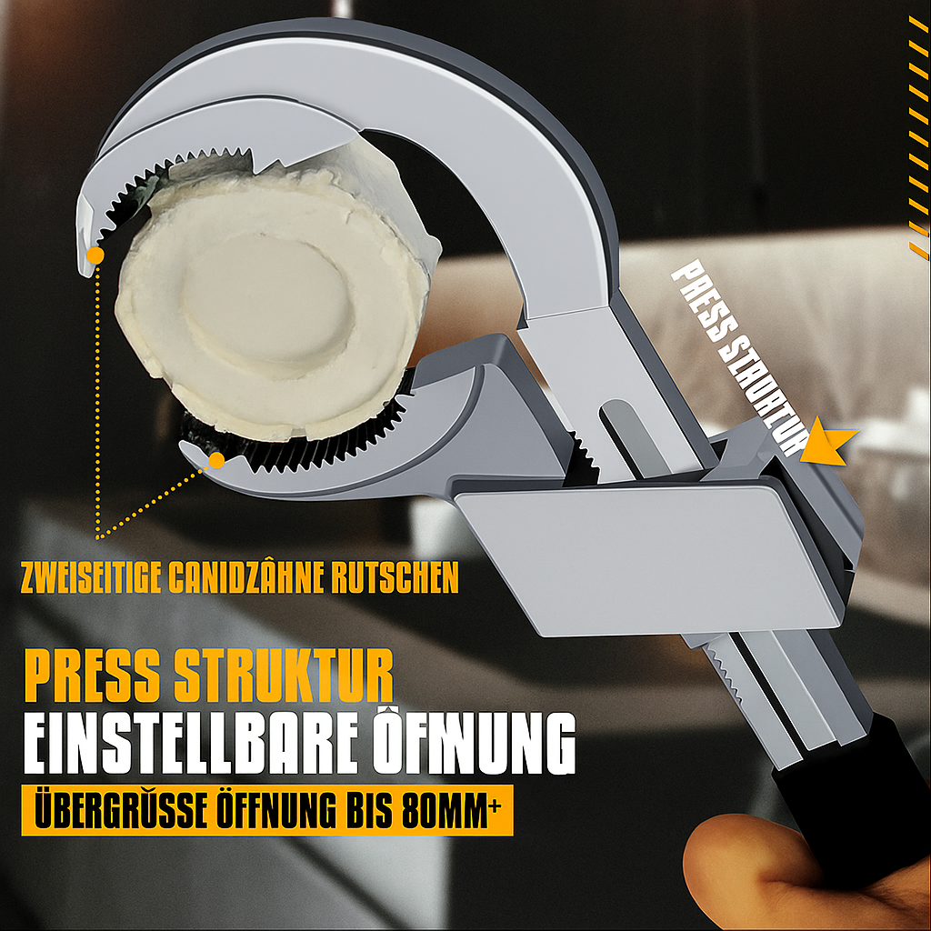 Vielseitiger GripMax Duo-Schlüssel, ein unverzichtbares Installationswerkzeug für den Heimwerker.
