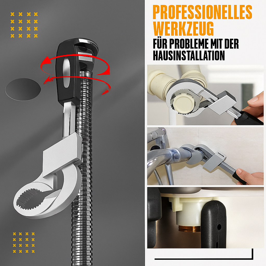 Der Universal GripMax Duo-Schlüssel, Ihr zuverlässiges Werkzeug für alle Heimwerkerprojekte.