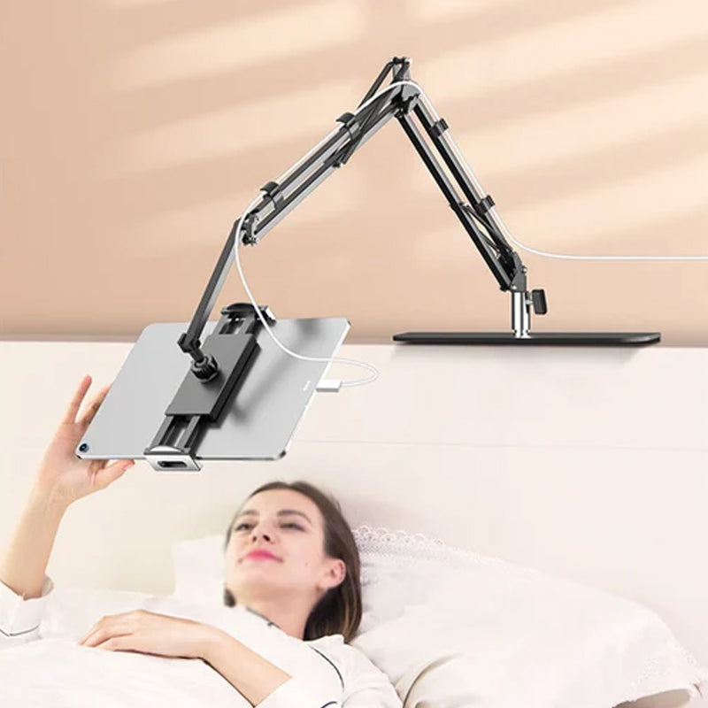 Verstellbarer Handyhalter für Schreibtisch & Homeoffice, universell kompatibel mit allen Geräten.