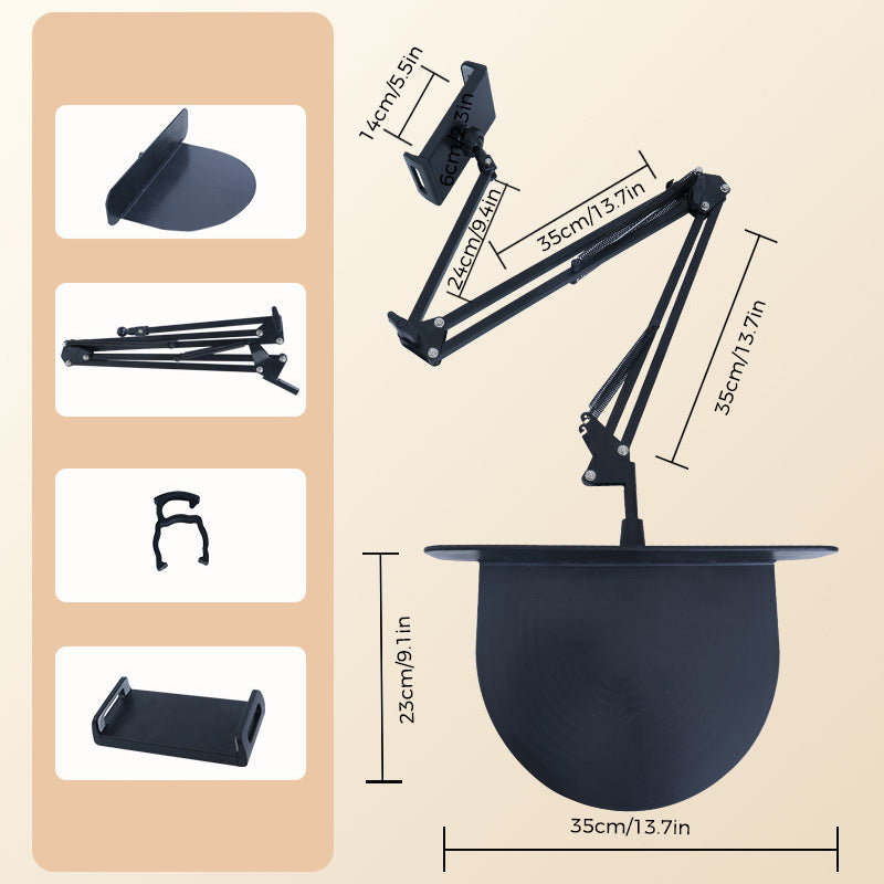 Freihändiger Universalhalter für Smartphones & Tablets, befestigbar am Bettrahmen oder Tischplatte.