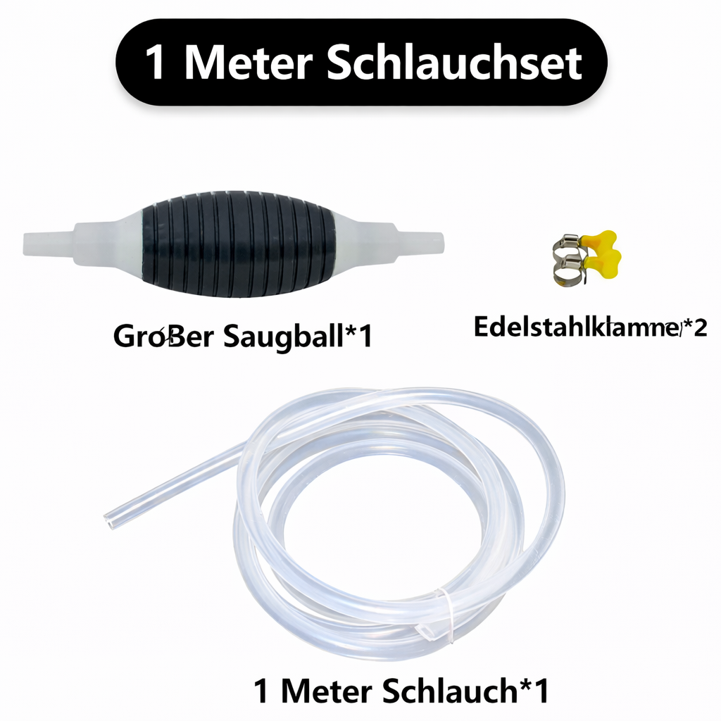 Einfache Flüssigkeitspumpe zum Absaugen und Umfüllen von Kraftstoffen, Ölen und Wasser in KFZ.
