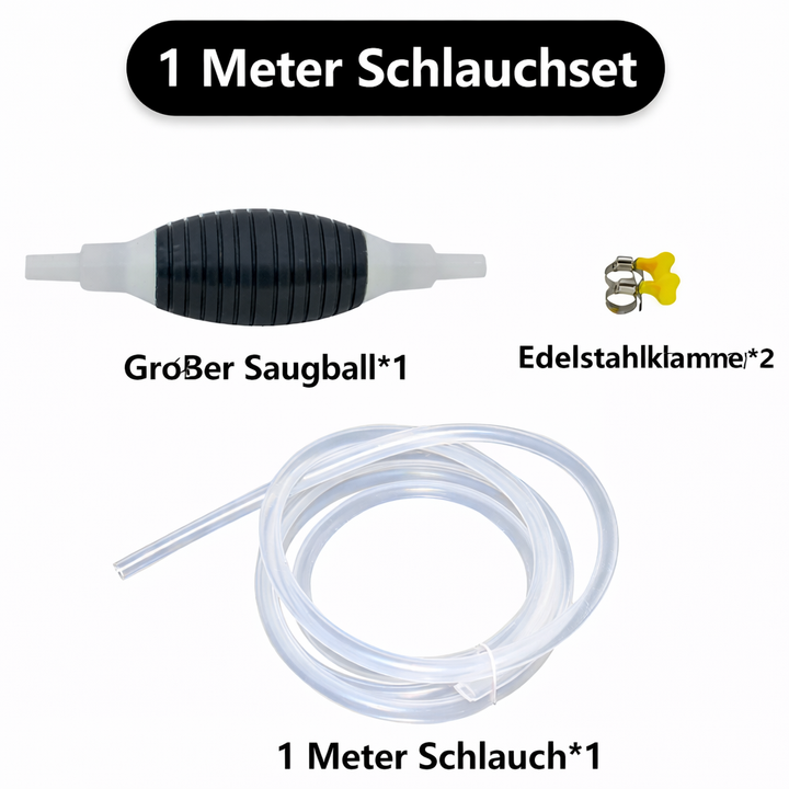 Einfache Flüssigkeitspumpe zum Absaugen und Umfüllen von Kraftstoffen, Ölen und Wasser in KFZ.