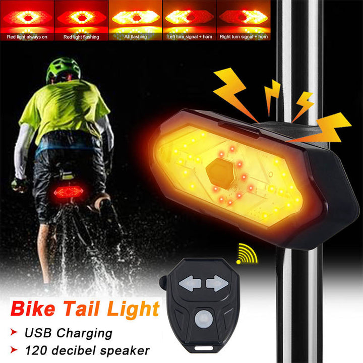 Universal LED Fahrrad Rücklicht mit Blinker, Horn & drahtloser Fernbedienung für maximale Sicherheit beim Radfahren.