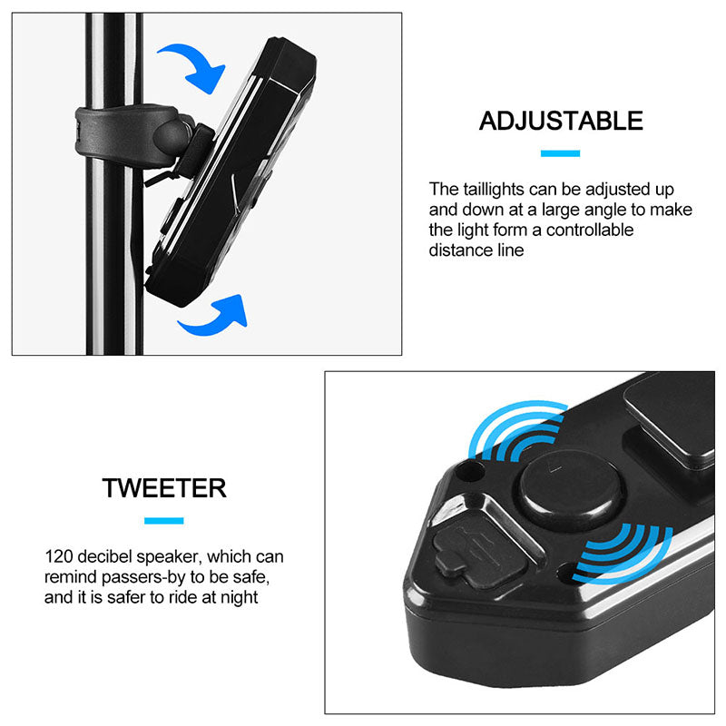 Wasserdichtes USB-aufladbares LED Rücklicht für Fahrräder, drahtlos und einfach zu montieren für lange Touren.