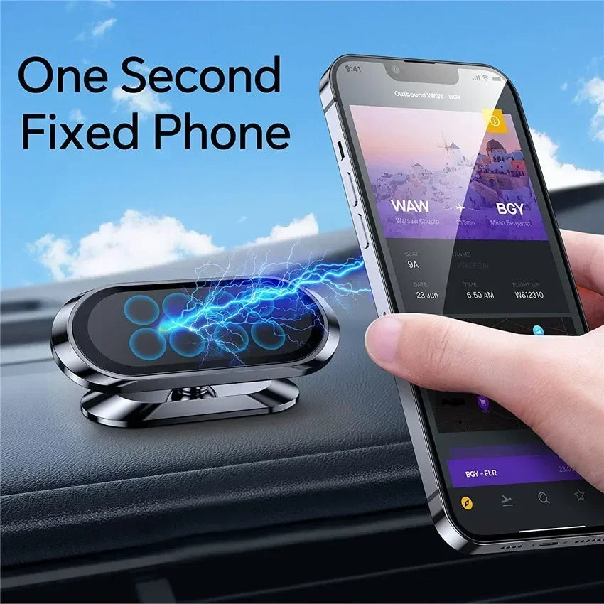 Robuster universeller Magnet-Halter für Smartphones im Auto; einfache Installation.